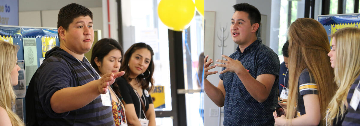 Transfer students talking to incoming students